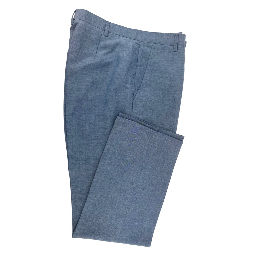 Judith Hart Collection Linen Rayon Straight Leg Pants 6 Blue Coastal Minimalist